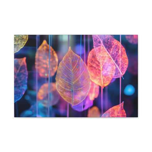 Dreamscape with Levitating Neon Leaves — Canvas Wall Art — Front Gallery-Wrapped Canvas View