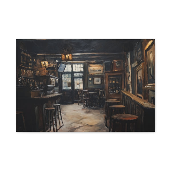 Dreary English Pub Painting (Edition IV) — 24×16 Canvas Wall Art — Front Gallery-Wrapped Canvas View