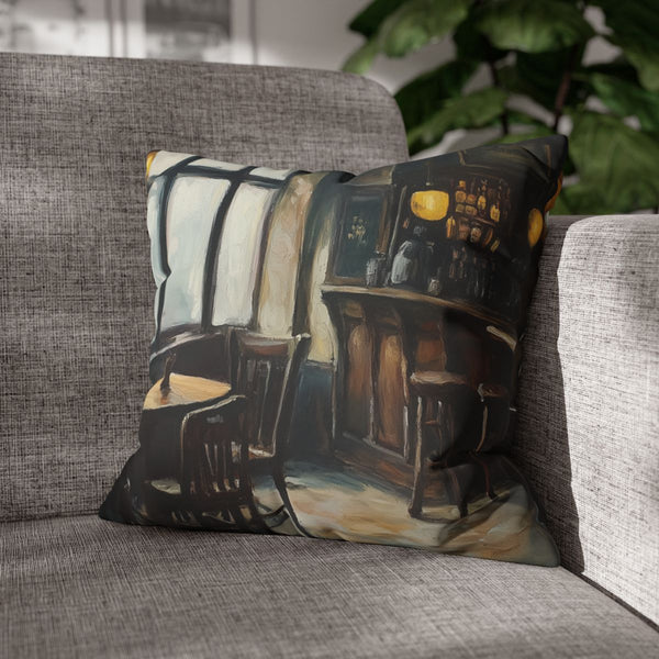 Dreary English Pub Painting (Edition VII) — Double-Sided Cushion Cover — Sofa & Armchair Living Room Lifestyle View