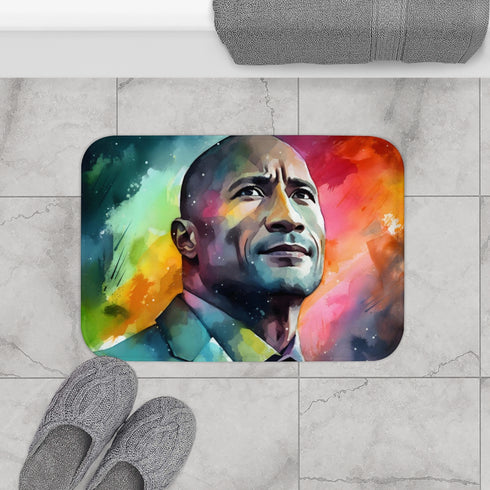 Dwayne Johnson — 61×43 Memory Foam Bath Mat — Modern Bathroom Floor Lifestyle View