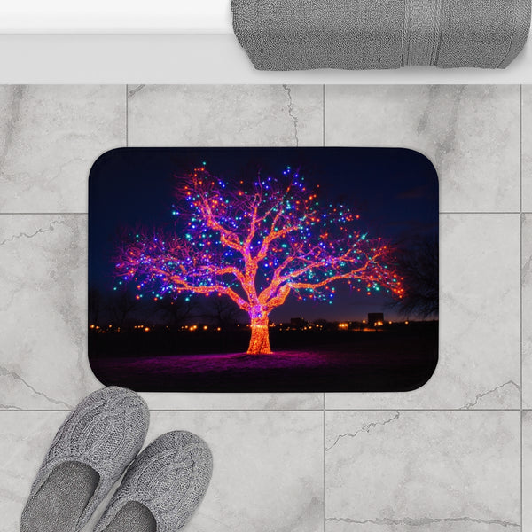 Electric Tree Rooted in the Sky — Memory Foam Bath Mat — Modern Bathroom Floor Lifestyle View