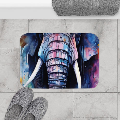 Elephant Watercolor — Non-Slip Bath Mat — Bathroom Floor Lifestyle View