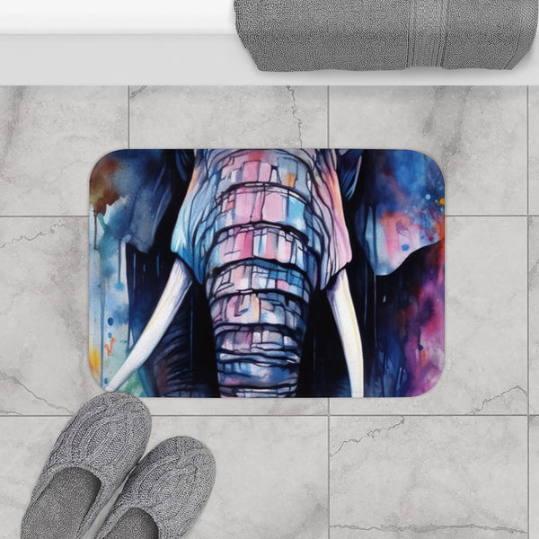 Elephant Watercolor — Non-Slip Bath Mat — Bathroom Floor Lifestyle View
