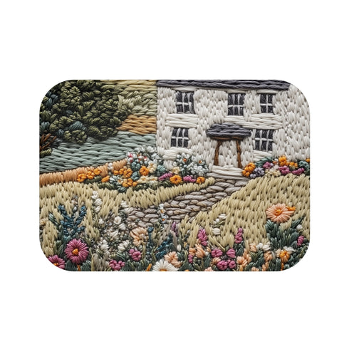Embroidered Picture of Rolling Hills Luxury Memory Foam Bath Mat - Top View