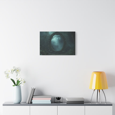 Enchanted Mirror in Haunted Forest (Edition IV) — 24×16 Canvas Wall Art — Living Room Wall Lifestyle View