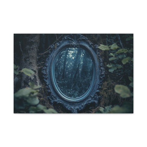 Enchanted Mirror in Haunted Forest — 24×16 Canvas Wall Art — Front Gallery-Wrapped Canvas View