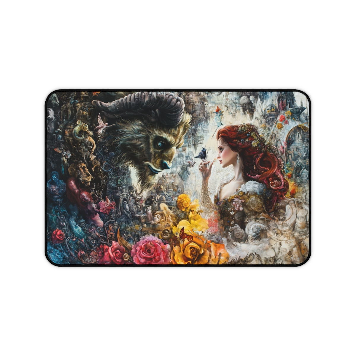 "Enchanting Beauty and the Beast Desk Mat - Transform Your Workspace!"