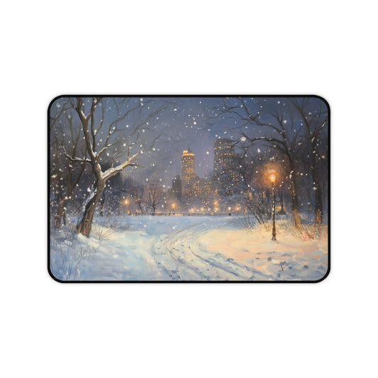 "Enchanting Central Park Snow Night Mat"