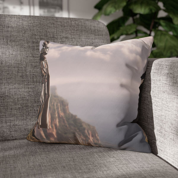 Enfys Nest Standing with Cape Billowing (Edition IV) — Double-Sided Cushion Cover — Sofa & Armchair Living Room Lifestyle View
