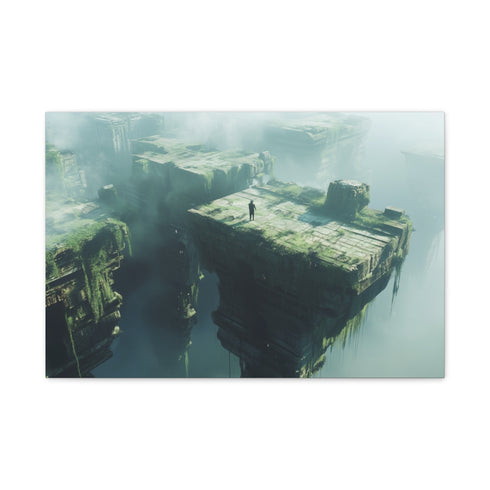 Epic Showdown on Floating Ruins (Edition III) — 24×16 Canvas Wall Art — Front Gallery-Wrapped Canvas View