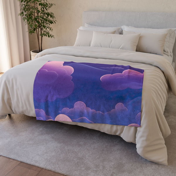Evening Clouds — Plush Fleece Throw Blanket — Drape over Sofa & Bed Lifestyle View