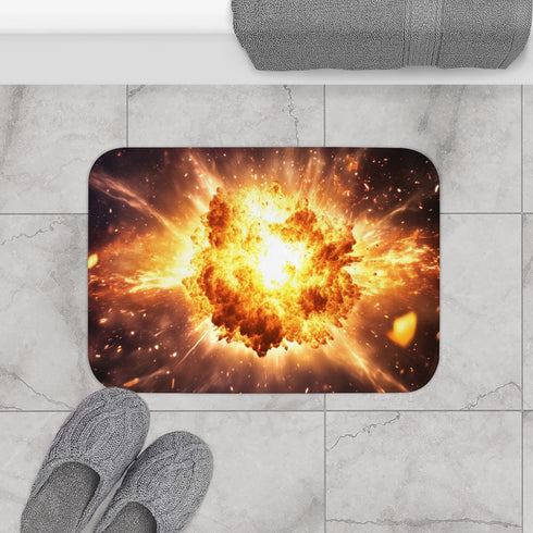 Exploding Supernova in Deep Space (Edition III) — 61×43 Memory Foam Bath Mat — Modern Bathroom Floor Lifestyle View