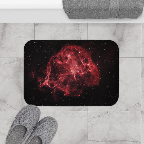 Exploding Supernova in Deep Space — 61×43 Memory Foam Bath Mat — Modern Bathroom Floor Lifestyle View