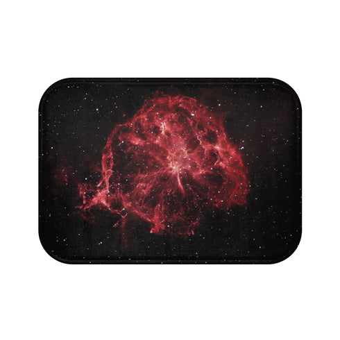 Exploding Supernova in Deep Space — 61×43 Memory Foam Bath Mat — Top-Down Velvet Microfibre Artwork View