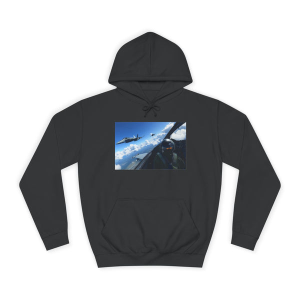 F-14 Tomcat Supersonic Fighter Jet in Flight — Heavyweight Graphic Hoodie — Front Heavyweight Fleece Hoodie View