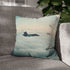 F-22 Raptor Stealth Fighter Jet in Flight — 40×40 Cushion Cover — Sofa & Living Room Lifestyle View