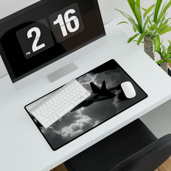F-22 Raptor Stealth Fighter Jet in Flight (Edition III) — XXL Gaming Desk Mat — Gaming & Workspace Desk Setup View