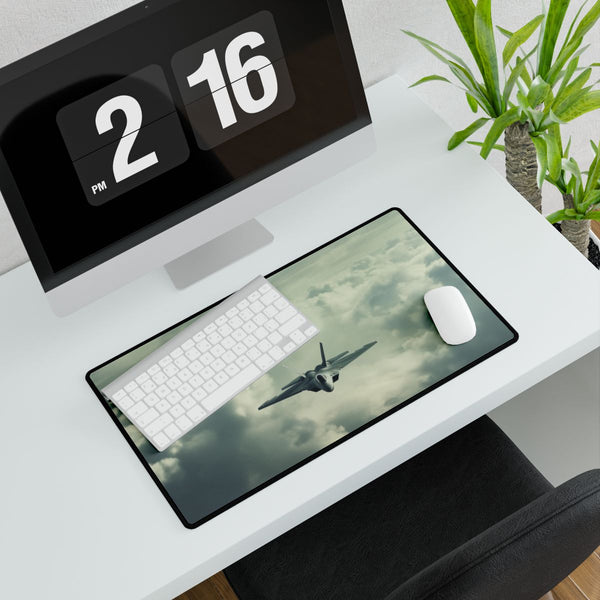 F-22 Raptor Stealth Fighter Jet in Flight (Edition II) — XXL Gaming Desk Mat — Gaming & Workspace Desk Setup View