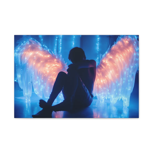 Fallen Angel with Glowing Wings (Edition III) — 24×16 Canvas Wall Art — Front Gallery-Wrapped Canvas View