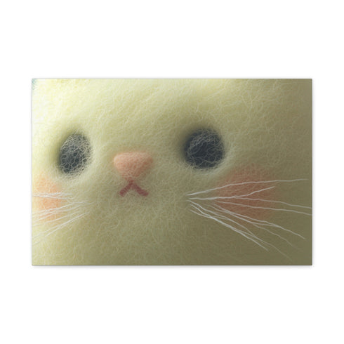 Cozy Felted Wool Cute Kitten — 24×16 Canvas Wall Art — Front Gallery-Wrapped Canvas View