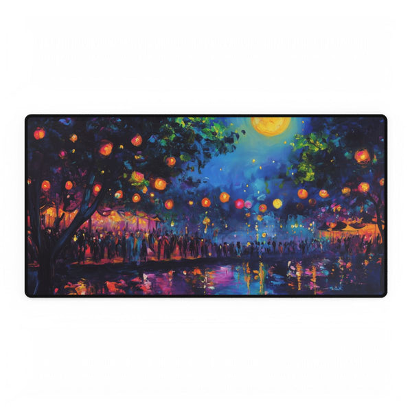 Festival Concert Night Full Moon Neon Colors Painti (Edition II) — XXL Gaming Desk Mat — Full Top-Down Artwork View