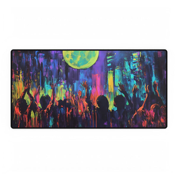 Festival Concert Night Full Moon Neon Colors Painti (Edition III) — XXL Gaming Desk Mat — Full Top-Down Artwork View