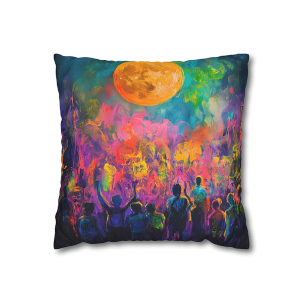 Festival Concert Night Full Moon Neon Colors Painti (Edition VII) — Double-Sided Cushion Cover — Front Double-Sided Cushion View