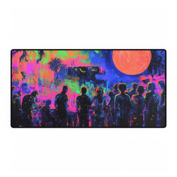 Festival Concert Night Full Moon Neon Colors Painti (Edition VIII) — XXL Gaming Desk Mat — Full Top-Down Artwork View