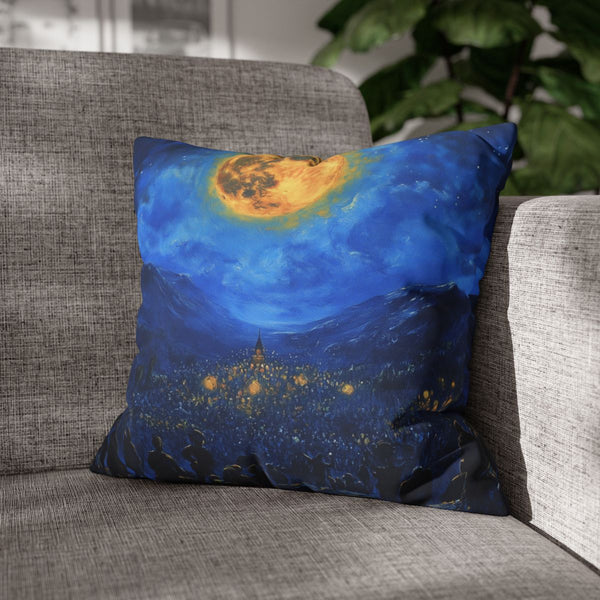 Festival Concert Night Full Moon Painting (Edition VI) — Double-Sided Cushion Cover — Sofa & Armchair Living Room Lifestyle View