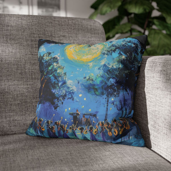 Full Moon Music Festival Night (Edition XV) — 40×40 Cushion Cover — Sofa & Armchair Living Room Lifestyle View