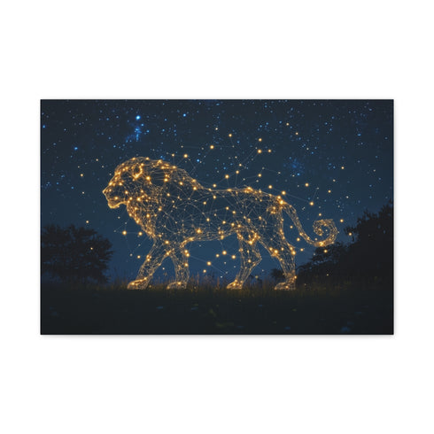 Firefly Constellation Forming Lion Shape — Canvas Wall Art — Front Gallery-Wrapped Canvas View