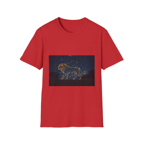 Firefly Constellation Forming Lion Shape Graphic Unisex Softstyle T-Shirt - Red Variant