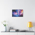 Floating Hourglass in Cosmic Nebula — Stretched Canvas Wall Art — Living Room Wall Lifestyle View