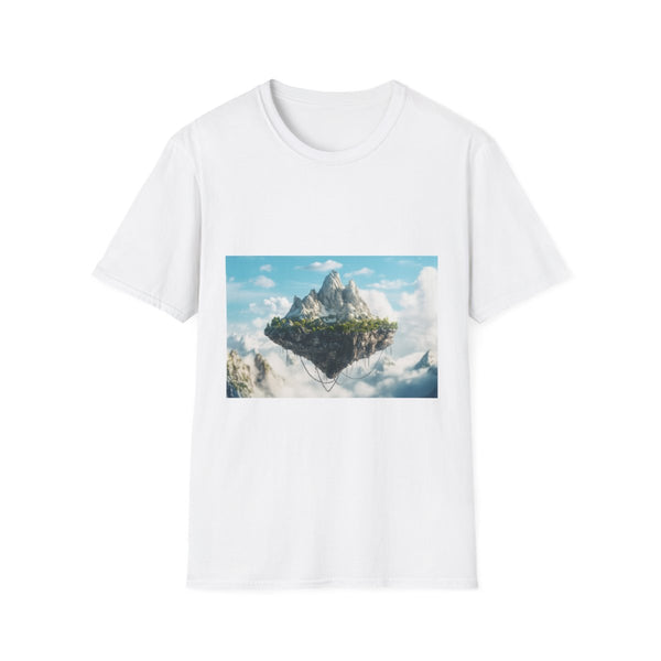 Floating Island Chained to Mountain (Edition II) — Unisex Graphic Cotton T-Shirt — Front Graphic T-Shirt Print View