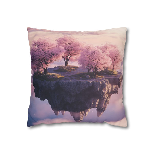 Floating Island with Cherry Blossom Trees (Edition II) — Double-Sided Cushion Cover — Front Double-Sided Cushion View