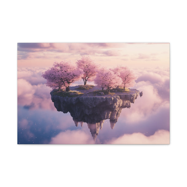 Floating Island with Cherry Blossom Trees (Edition II) — 24×16 Canvas Wall Art — Front Gallery-Wrapped Canvas View