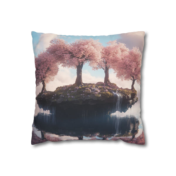 Floating Island with Cherry Blossom Trees (Edition IV) — Double-Sided Cushion Cover — Front Double-Sided Cushion View