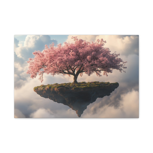 Floating Island with Cherry Blossom Trees — 24×16 Canvas Wall Art — Front Gallery-Wrapped Canvas View