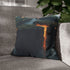 Floating Islands Orbiting Volcano — Faux Suede Cushion Cover — Sofa & Living Room Lifestyle View
