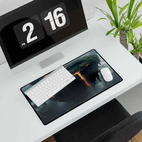 Floating Islands Orbiting Volcano — XXL Gaming Desk Mat — Gaming & Workspace Desk Setup View