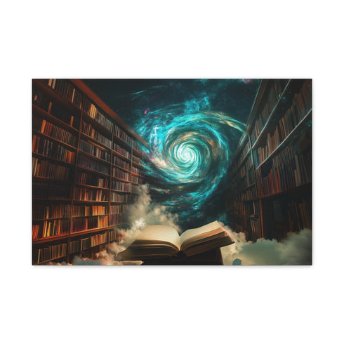Floating Library under Time Vortex (Edition III) — 24×16 Canvas Wall Art — Front Gallery-Wrapped Canvas View