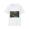 Floating Library under Time Vortex — Graphic Cotton T-Shirt — Front Graphic Print View