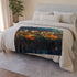 Floating Market in Space — 50×60 Plush Throw Blanket — Draped Over Sofa & Bed Lifestyle View