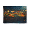 Floating Market in Space — 50×60 Plush Throw Blanket — Full Spread Plush Fleece Artwork View