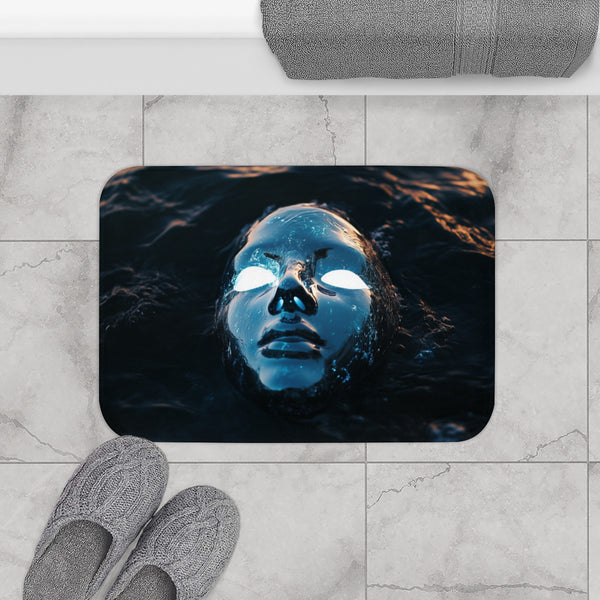 Floating Mask of Glowing Water (Edition III) — Memory Foam Bath Mat — Modern Bathroom Floor Lifestyle View