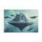 Floating Mountain Surrounded by Whales — Canvas Wall Art — Front Gallery-Wrapped Canvas View