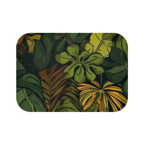 Nordic Pine Forest Seamless Pattern — Non-Slip Bath Mat — Top-Down Velvet Microfibre Artwork View