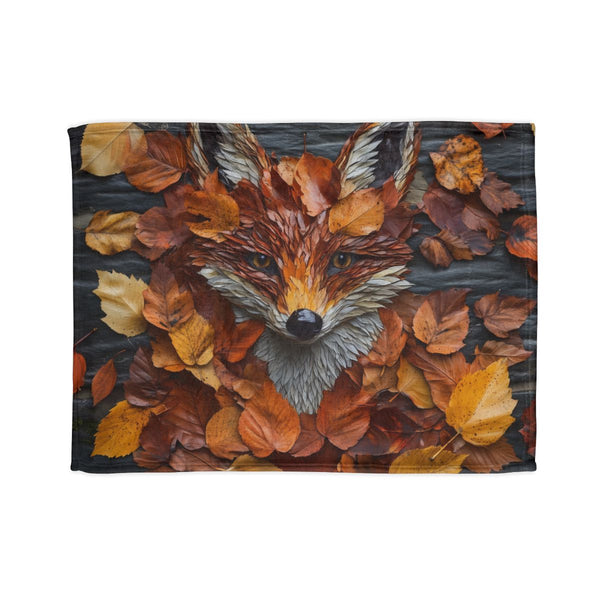 Fox Made of Autumn Leaves (Edition II) — Plush Fleece Throw Blanket — Full Spread Plush Fleece Artwork View