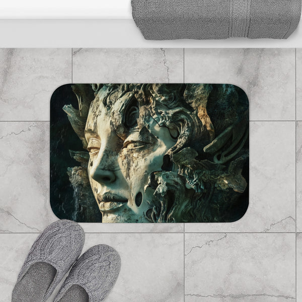 Fractured Mindscape of Dreaming God — Memory Foam Bath Mat — Modern Bathroom Floor Lifestyle View