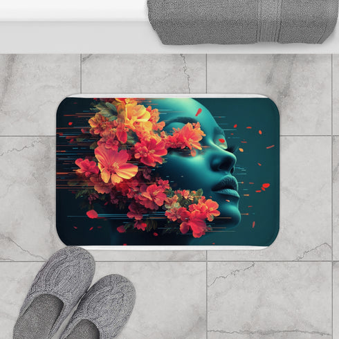 Fragmented Sublime Eternal — 61×43 Memory Foam Bath Mat — Modern Bathroom Floor Lifestyle View